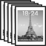 upsimples 11x14 Picture Frame Set of 5, Display Pictures 8x10 with Mat or 11x14 Without Mat, Wall Gallery Photo Frames, Black