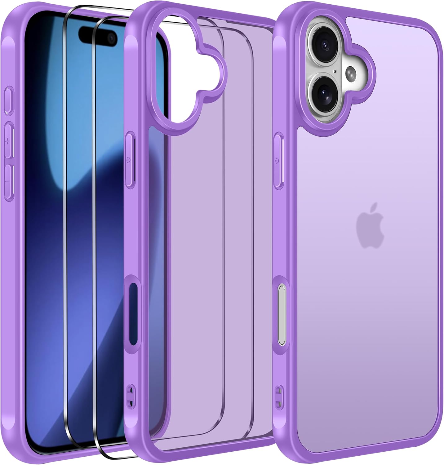 ivoler 3-in-1 Clear Case Designed for iPhone 17 Pro Max 6.9'' 2025 with 2 Pack Tempered Glass Screen Protector Full Camera Protection, Military Shockproof Hard Back Slim for 17 Pro Max Cover - Clear