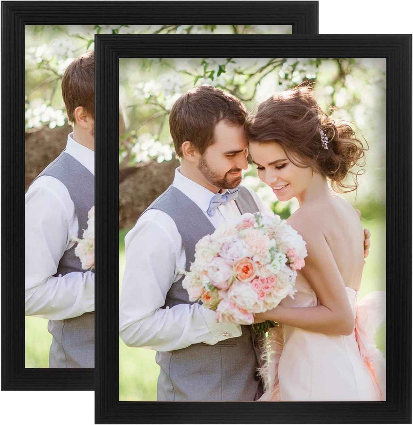 PECULA 2 Pack 5x7 Picture Frame, Black Picture Frame for Wall and Tabletop Display, Resistant Plastic Clear Plexiglass for Vertical or Horizontal Display