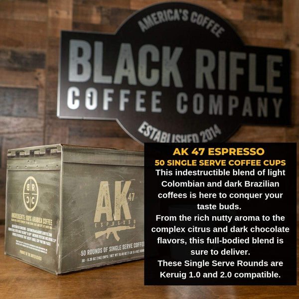 Black Rifle Coffee Company AK Espresso, 50 Count, Medium Roast K Cups