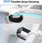 Hamitor Curved Toilet Brush Holder Set with Hidden Scrubber for Small RV Bathroom Accessories - White