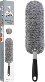 MR.SIGA lint-free microfiber duster for household cleaning, washable and reusable, gray
