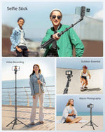 SENSYNE 62" Extendable Phone Tripod & Selfie Stick with Wireless Remote for iPhone and Android Phones