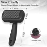 Self-Cleaning Shedding Brush for Medium to Long Haired Dogs, Cats, and Puppies, Skin Friendly Grooming Tool, Black