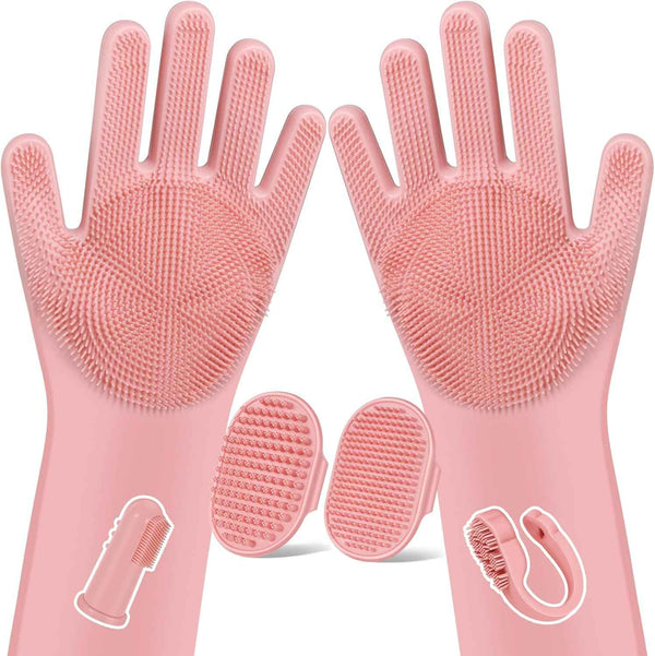 6PCS Pet Grooming Kit for Dogs,Cats and Horses | Dog Washing Gloves | Dog Bath Brush | Dog Bath Gloves | Dog Shampoo Brush | Pet Grooming Gloves | Dog Bath Supplies (Navy Blue)