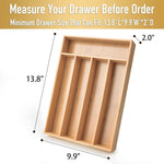 Bamboo Silverware Organizer for Kitchen Drawer with 5 Slots