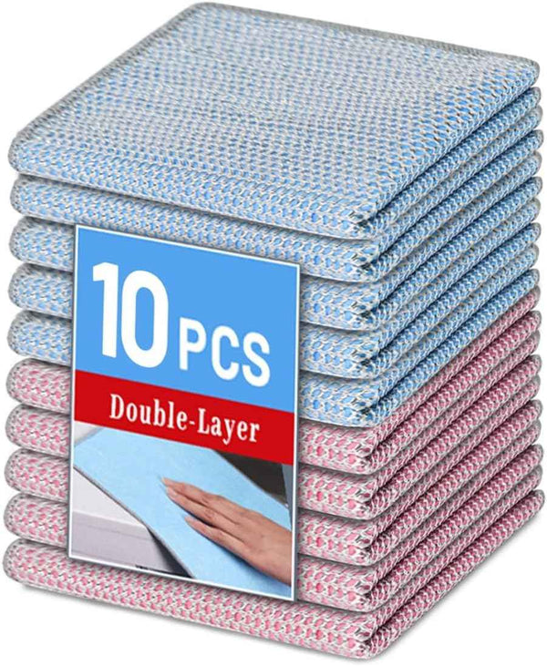 12 PCS 3-Layer Non-Scratch Multipurpose Steel Wire Dishcloths - Reusable Quick-Dry Odor-Free Scrub Cloths for Dishes, Kitchen Cleaning Cloths for Cookware, Sinks, Stove Tops(7.87X7.87)