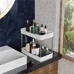 3 Pack Under Sink Organizers and Storage, 2 Tier Bathroom Cabinet Organizer Shelf with Hanging Cups for Kitchen & Bathroom (White)
