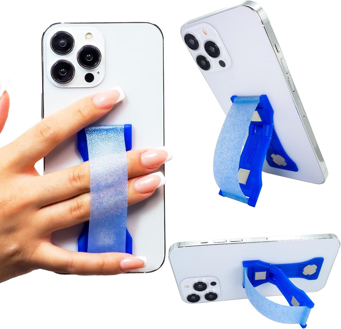 LOVEHANDLE PRO Premium Phone Grip - Silicone Phone Strap - Magnetic Phone Mount and Kickstand for Smartphone and Tablet - Natural Glow Silicone