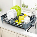 Urackify Stainless Steel Dish Drying Rack with Foldable Organizer
