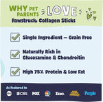 Pawstruck natural large 12 inch beef collagen sticks for dogs - long lasting rawhide alternative with high protein and chondroitin - 5 pack