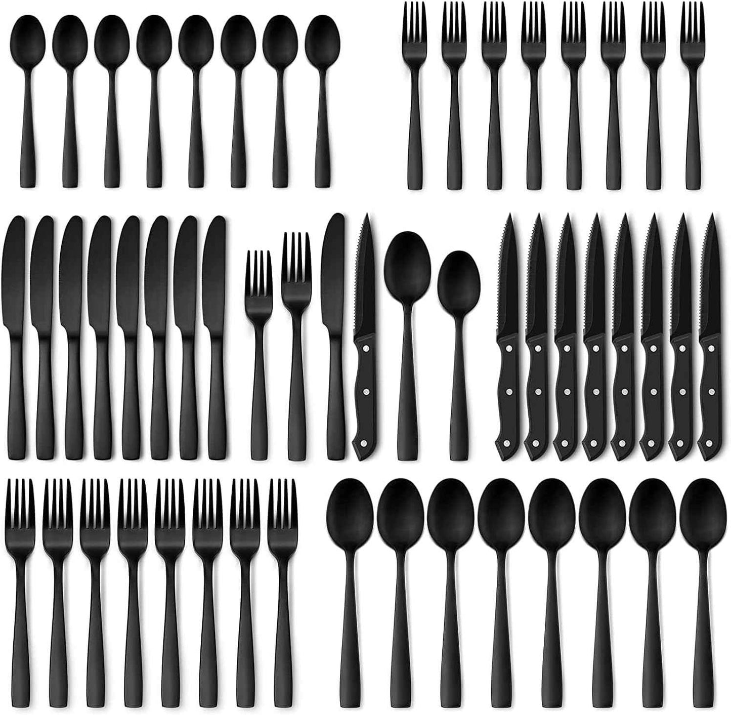 HIWARE 48-Piece Silverware Set with Steak Knives for 8, 18/8 Stainless Steel Flatware Cutlery Set For Home Kitchen Restaurant Hotel, Kitchen Utensils Set, Mirror Polished, Dishwasher Safe