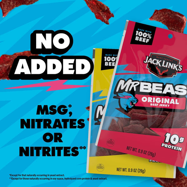 Jack Link's x MrBeast Beef Jerky Variety Pack, 6 Pack, 5.4 oz Bags, Ready to Eat Protein Snacks