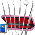G.CATACC Dental Tools, Dental Pick Teeth Cleaning Tools Hygiene Kit, Plaque Remover for Teeth, Professional Stainless Steel Tooth Scraper Plaque Tartar Cleaner - with Case