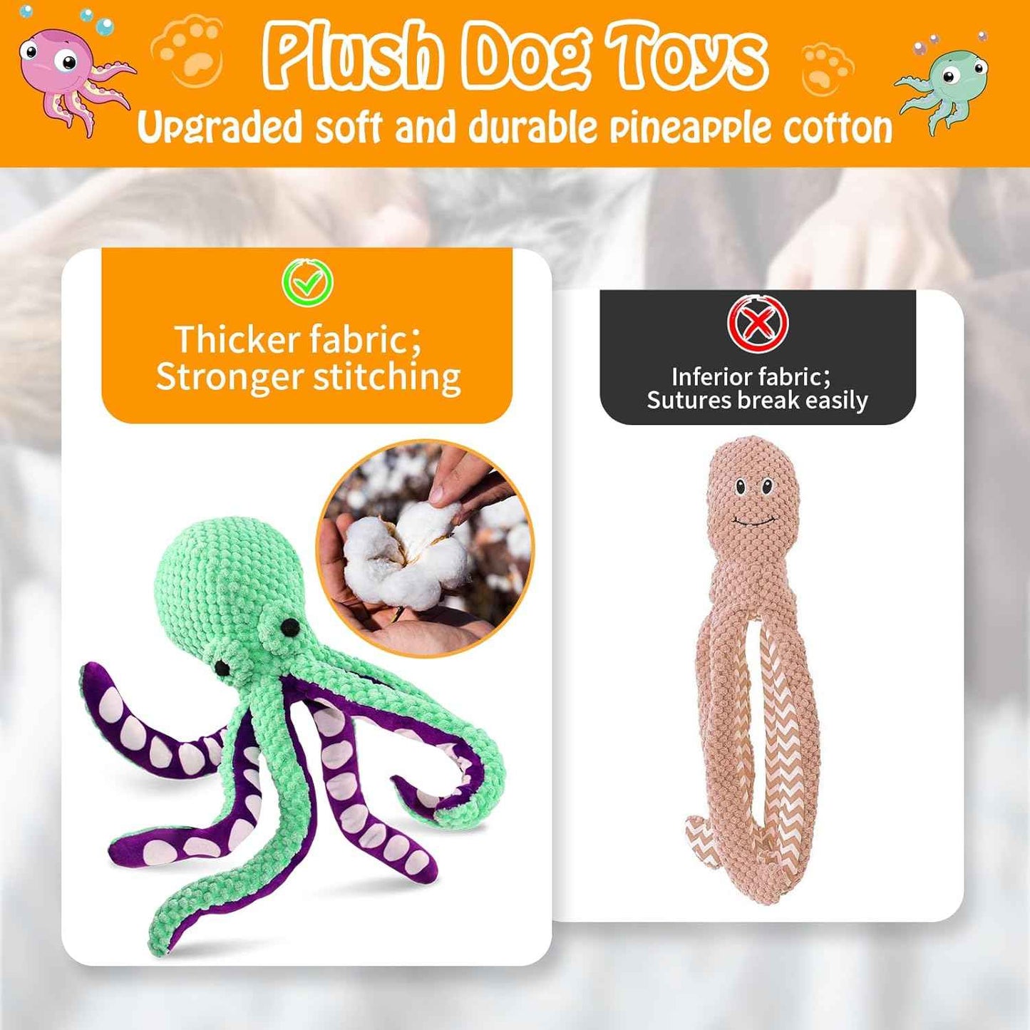 Large Squeaky Dog Toys- Plush Dog Toys with Soft Fabric for Small, Medium, and Large Dogs Daily Companionship, Training Reward Gift