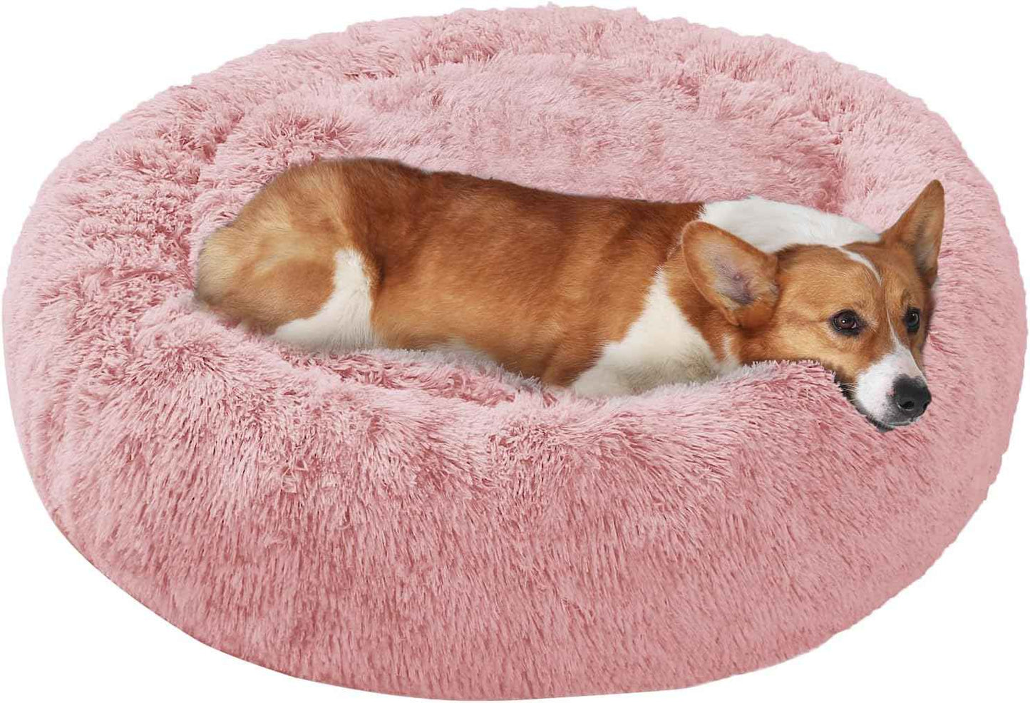 JOLLYVOGUE Dog & Cat Bed, Calming Anti-Anxiety Pet Bed for Small Dogs, Fluffy Donut Cushion for Small and Medium Pets (20")