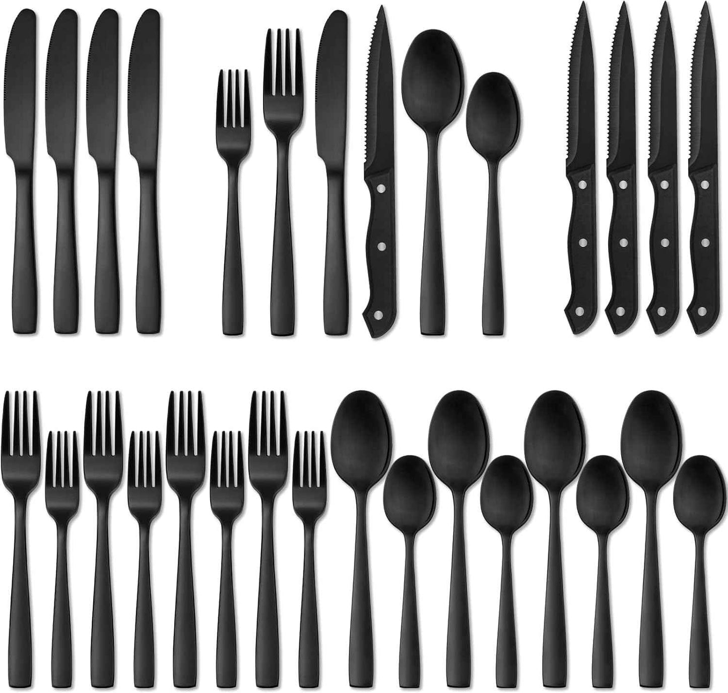 HIWARE 48-Piece Silverware Set with Steak Knives for 8, 18/8 Stainless Steel Flatware Cutlery Set For Home Kitchen Restaurant Hotel, Kitchen Utensils Set, Mirror Polished, Dishwasher Safe