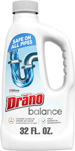 Drano Balance 32 Fl Oz Non-Corrosive Drain Clog Remover and Cleaner for All Pipes and Septic Tanks