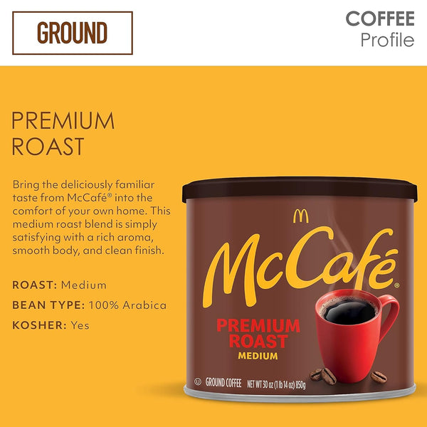 McCafe Medium Roast Ground Coffee 30 oz Canister 100 Arabica Beans Kosher