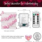 Valentine’s Day Fairy String Lights - 10.5 ft 30 LED Pink Heart Battery Operated Fairy Lights with Timer and Remote, Twinkle Heart Lights for Wedding DIY Indoor Christmas Gift Valentine's Day