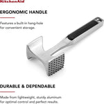 KitchenAid meat tenderizer with aluminized mallet, hang hole, and lifetime warranty, one size, black