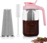 64 oz Mason Jar Pitcher with Stainless Steel Filter for Iced Coffee and Tea