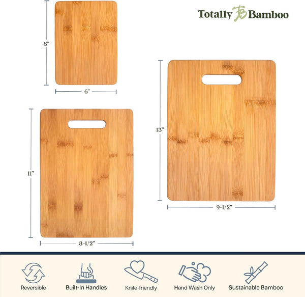Totally Bamboo 3-Piece Cutting Board Set for Kitchen Use