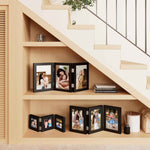 decorUhome Triple 4x6 Picture Frame Vertical, Engineered Wood Trifold Photo Frame with Plexiglass for Tabletop Display, 4x6, Black