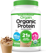 Orgain Organic Vegan Protein Powder, Creamy Chocolate Fudge - 21g Plant Protein, 6g Prebiotic Fiber, Low Net Carb, No Lactose Ingredients, No Added Sugar, Non-GMO, For Shakes & Smoothies, 2.03 lb