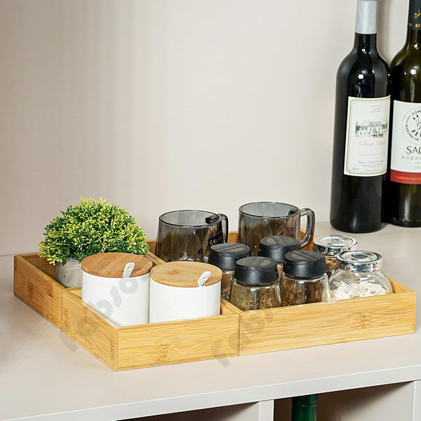 Bamboo Wood Drawer Organizer Set for Kitchen Bathroom Office