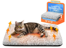 Self Warming Cat Bed, Heated Cat Bed, 2.0 Upgraded Thermal Foil Heating Pad, Plush Self-Heating Pet Mat for Crate, Floor, with Removable Washable Cover, Non-Slip, 15"x19"