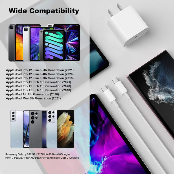 iPhone 17 16 15 Charger Fast Charging,20W Apple iPad USB C Fast Charger,2Pack 6ft USB C Wall Charger Block for iPhone 17/Pro/Pro Max/17 Air/ 16/16 Pro/16 Pro Max/15/Plus/Pro/Pro Max, iPad Pro/Mini - Rayz Mart