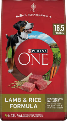 Purina ONE Lamb and Rice Dry Dog Food 16.5 lb Bag with Added Vitamins and Minerals