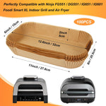 BYKITCHEN Air Fryer Liners for Ninja FG551/DG551/IG651 Foodi Smart XL Indoor Grill, Set of 100, Rectangle Air Fryer Parchment Paper Liners, Ninja Foodi XL Grill Accessories