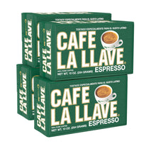 Cafe La Llave Dark Roast Espresso Coffee, 10 oz Bricks, Pack of 4, Cuban Style, Bold & Rich