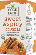 Organic Sweet & Spicy Herbal Caffeine Free Good Earth Teas 18 Tea Bags