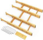 SpaceAid Bamboo Drawer Dividers with Inserts and Labels, Expandable Organization for Home, Office, Dressers, 4 Dividers