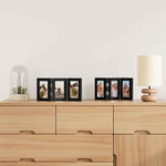 decorUhome Triple 4x6 Picture Frame Vertical, Engineered Wood Trifold Photo Frame with Plexiglass for Tabletop Display, 4x6, Black