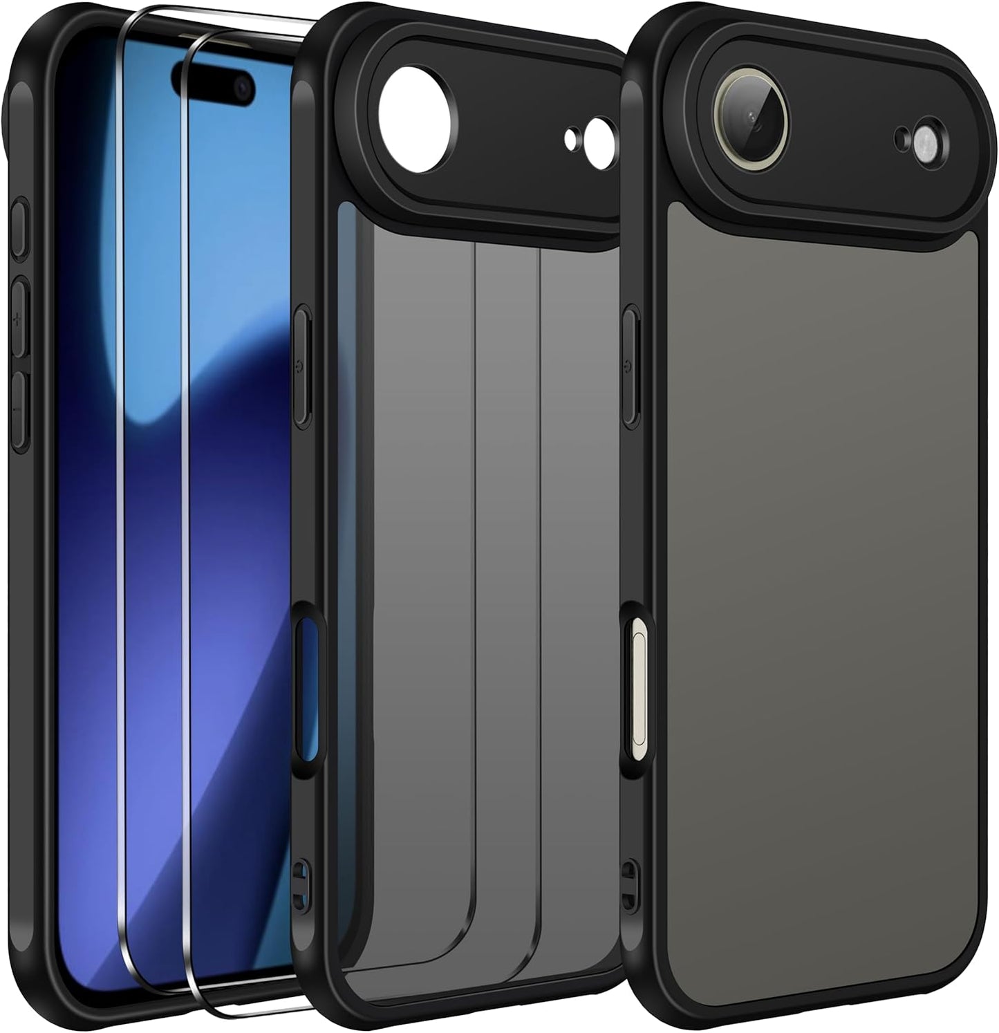 ivoler 3-in-1 Clear Case Designed for iPhone 17 Pro Max 6.9'' 2025 with 2 Pack Tempered Glass Screen Protector Full Camera Protection, Military Shockproof Hard Back Slim for 17 Pro Max Cover - Clear