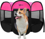 Dog Cat Playpen, Puppy Pet Playpen Indoor for Small Dogs Tent Crates Cage Outdoor, Portable Pop Up Dog Kennel Playpen with Carrying Case for Dogs/Cats/Rabbits, Removable Zipper Top, Grey