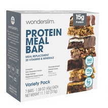 WonderSlim Meal Replacement Protein Bar Variety Pack 15g Protein 20 Vitamins and Minerals