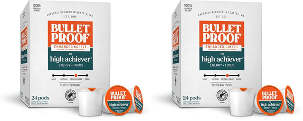 Bulletproof High Achiever Single-Serve Coffee Pods, 24 Count, Medium-Dark Roast