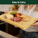 Bamboo cutting board set for kitchen with deep juice grooves and pre-oiled surface