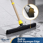 Yocada Floor Squeegee Scrubber Adjustable Telescopic Pole Heavy Duty Household Broom EVA Foam Blade for Garage Courtyard Shower Bathroom Floor Marble Glass Tile Water Foam Cleaning