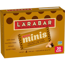 Larabar peanut butter chocolate chip mini bars, gluten free vegan, 20-count snack size
