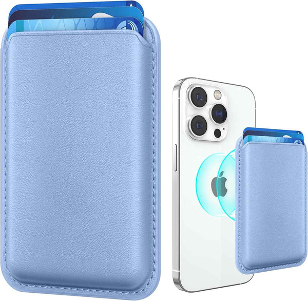 Stronger Magnetic RFID Leather Mag-Safe Card Holder for iPhone 16 Series, Mag-Safe Accessories Stick on Series of iPhone 17/16/15/14/13/12 and Pro/Promax, Black