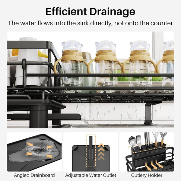 SNTD Extendable Dish Drying Rack for Kitchen Counter