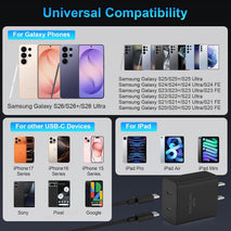 45W 2Pack Super Fast Charger USB C Dual Port Android Phone Charger Type C Fast Charging Block with 10FT Type-C Charger Cord for Samsung Galaxy S26 Ultra/S26/S26+/S25/S24/S23/S22/S21+/iPhone 17/16/15