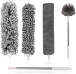 Microfiber feather duster kit with 5-in extension pole, cobweb duster, and microfiber dusters for high ceilings and furniture