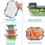 komuee 24-piece glass food storage containers set, meal prep containers, stackable airtight, microwave and oven safe